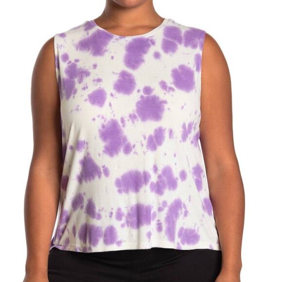 Abound Tops - NWT Abound Purple Tie Dye Women's Muscle Ribbed Plus Size Tank Top 2X